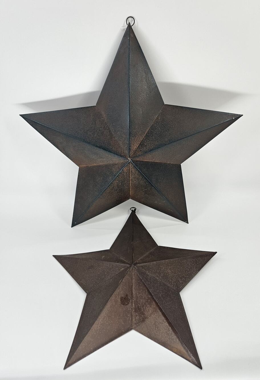 Rustic Metal Barn Stars Set of 2 Large Small Primitive Farmhouse Wall Decor